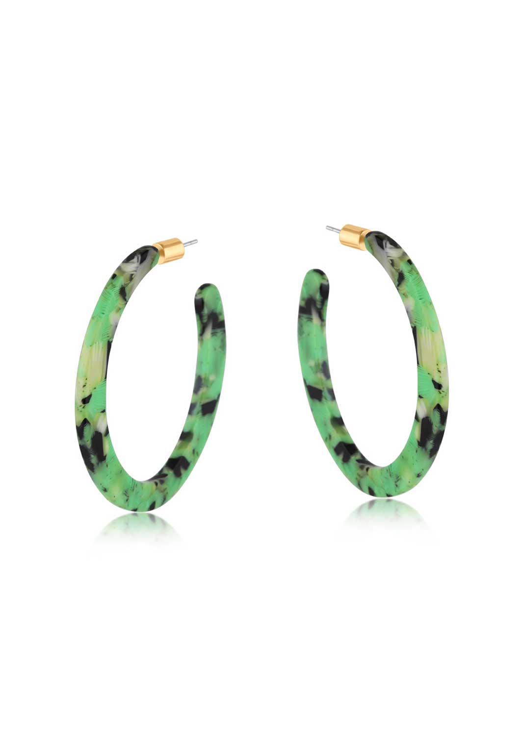 Ilona Resin Hoop Earrings in Green
