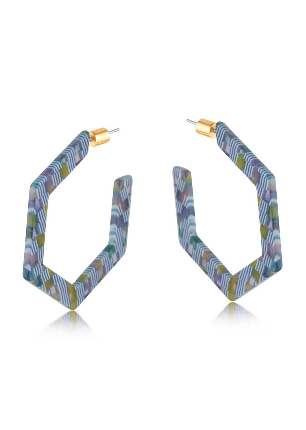 Marie Hexagonal Resin Hoops in Blue