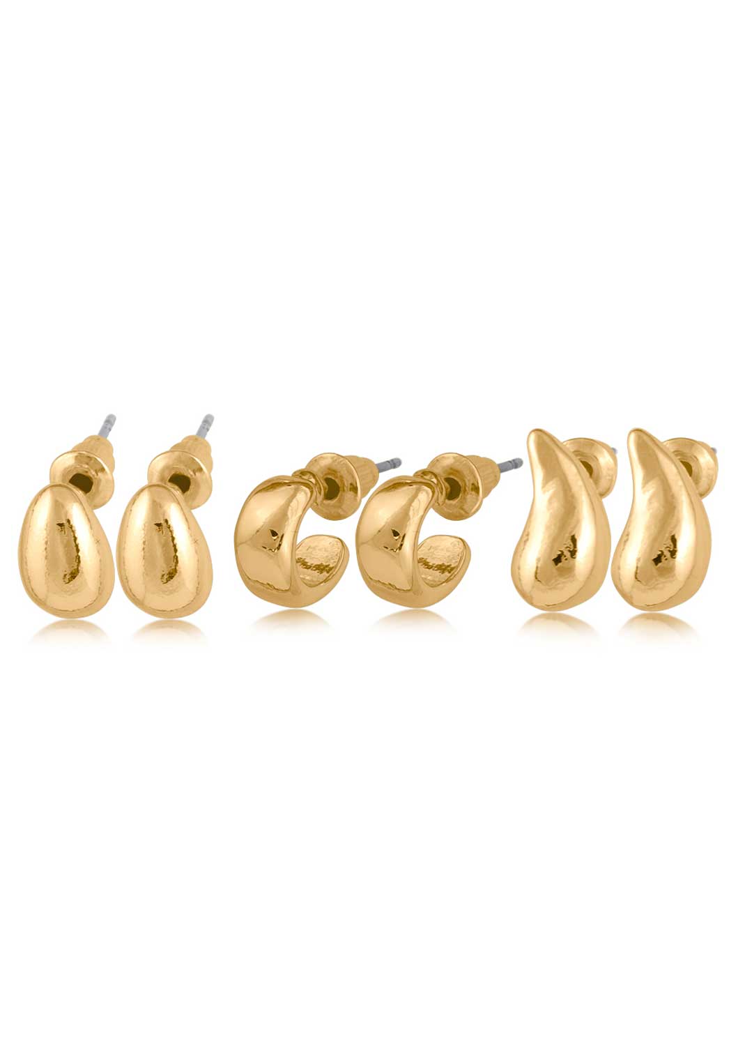 Althea Set of 3 Earrings in Gold