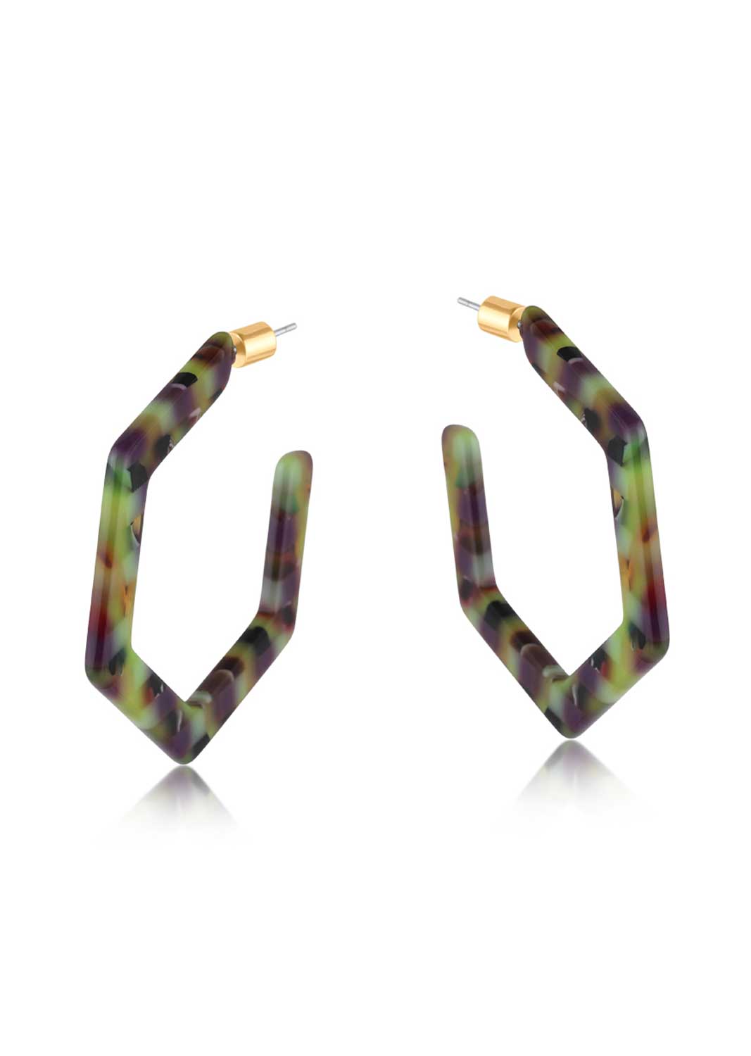 Marie Hexagonal Resin Hoops in Lilac Green