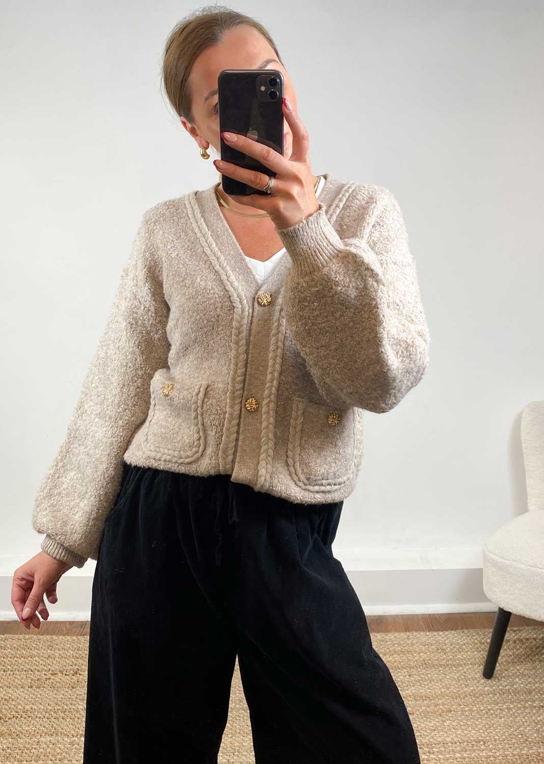 Taupe Teddy Cardigan