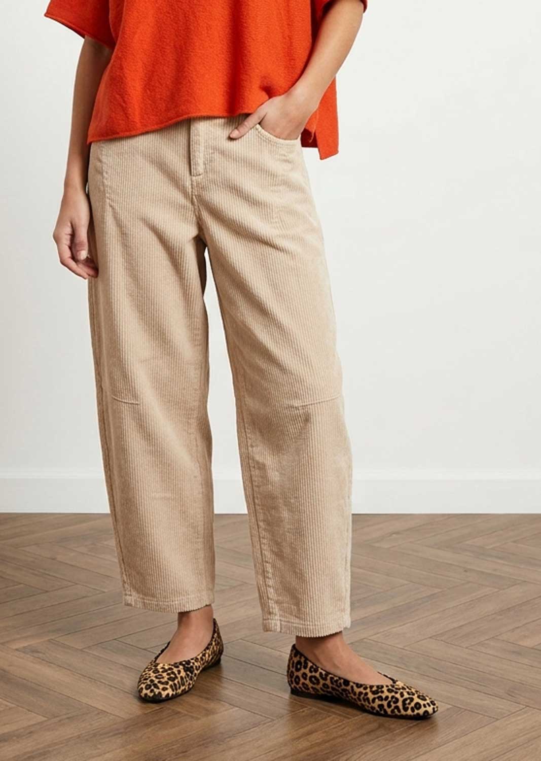 Alexis Cream Cord Barrel Pants