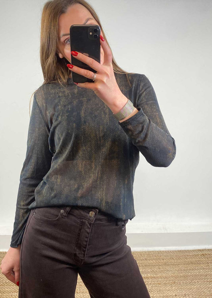 Maddie Sheer Shimmer Top Black