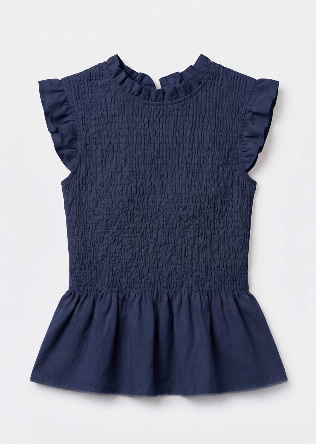 Alana Navy Shirred Top