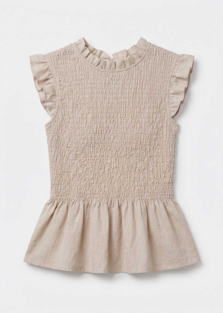 Alana Cream Shirred Top