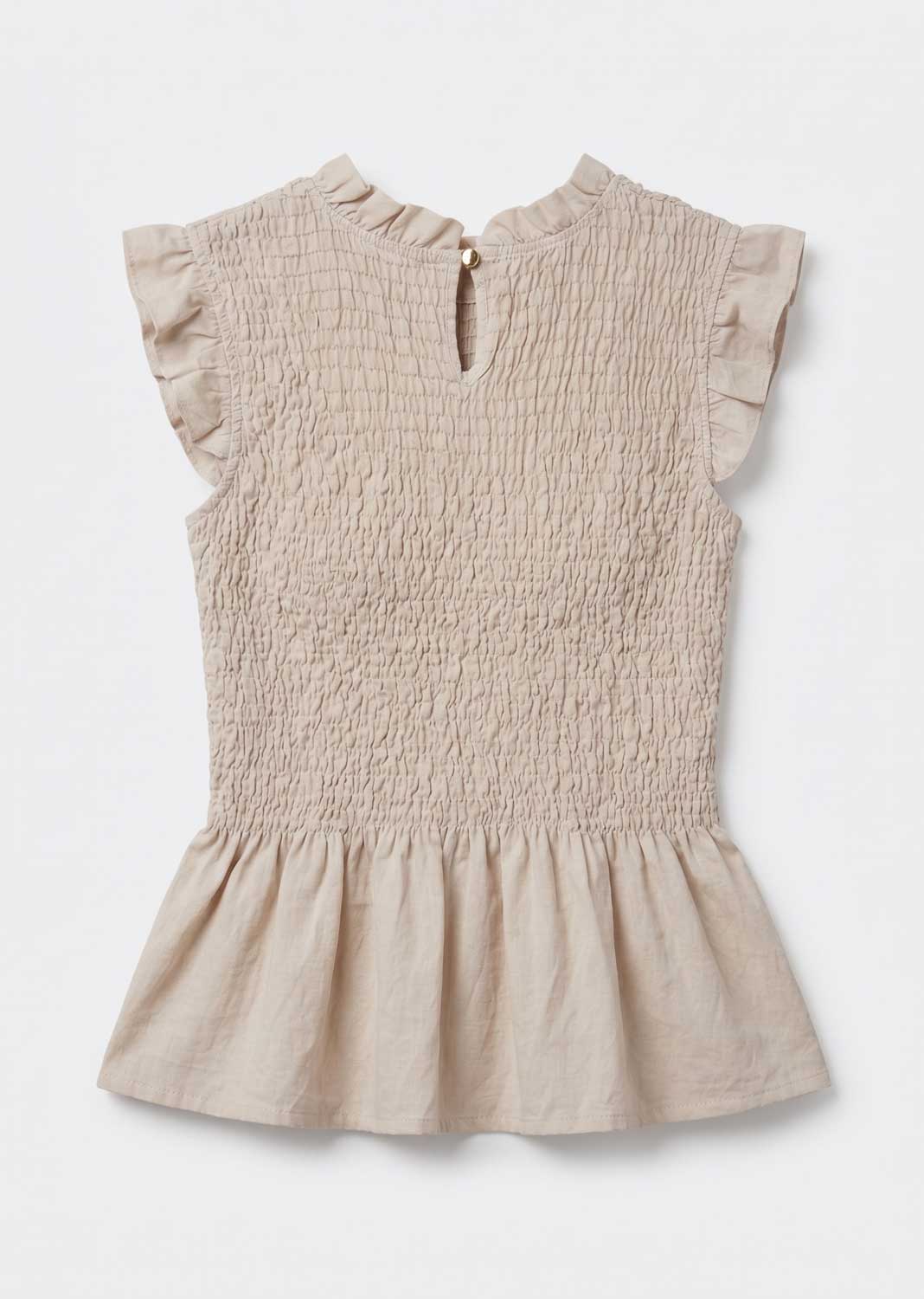 Alana Cream Shirred Top