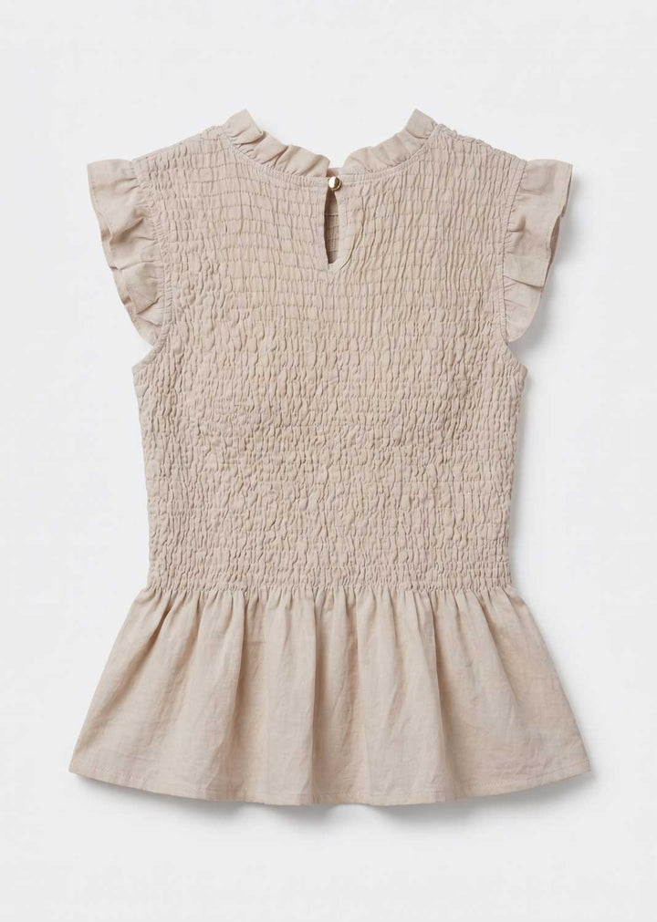 Alana Cream Shirred Top
