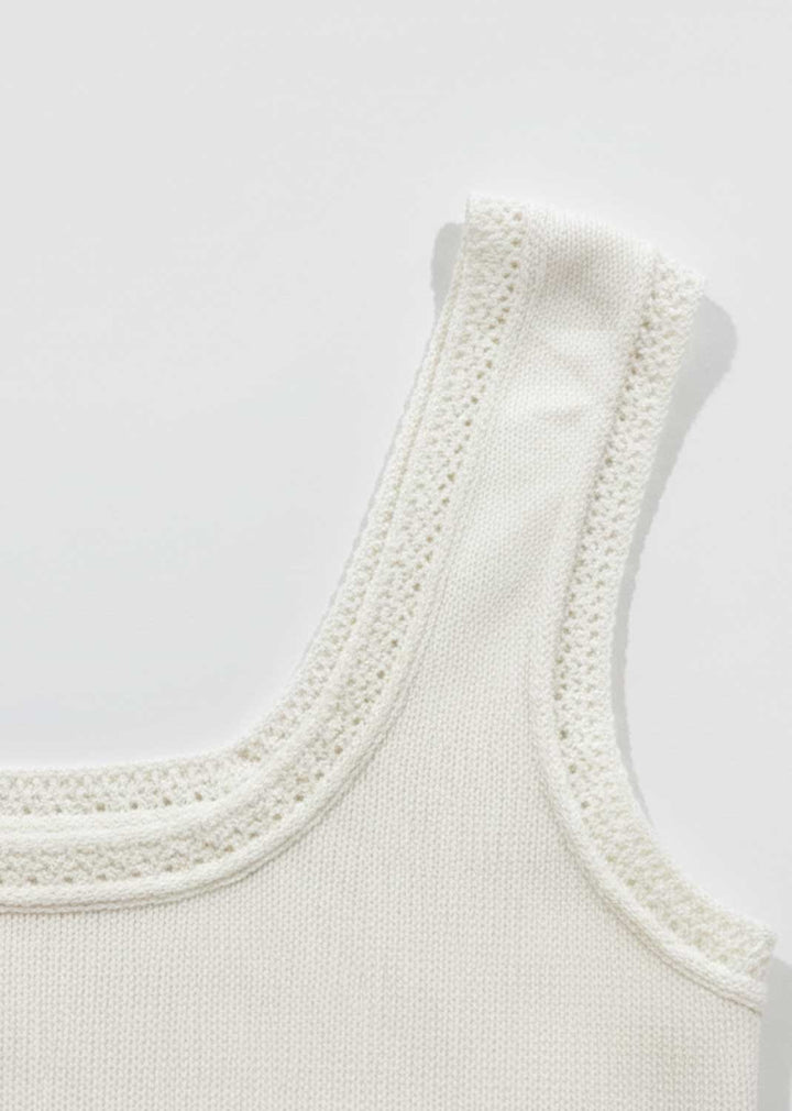 Annabelle Pointed Ribbed Vest Cream
