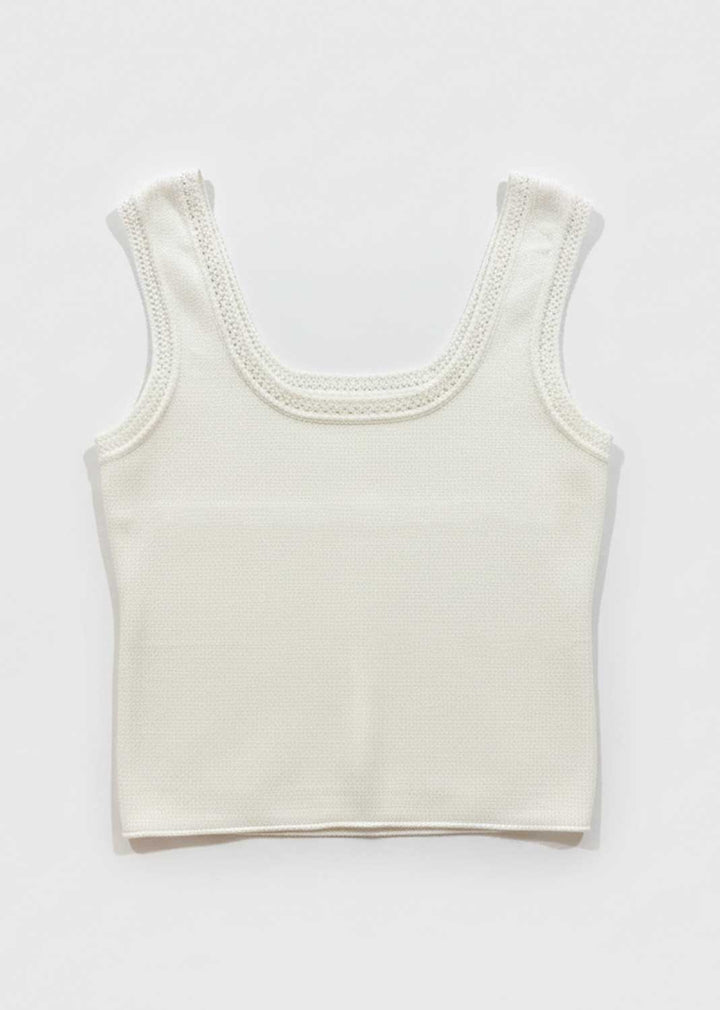 Annabelle Pointed Ribbed Vest Cream