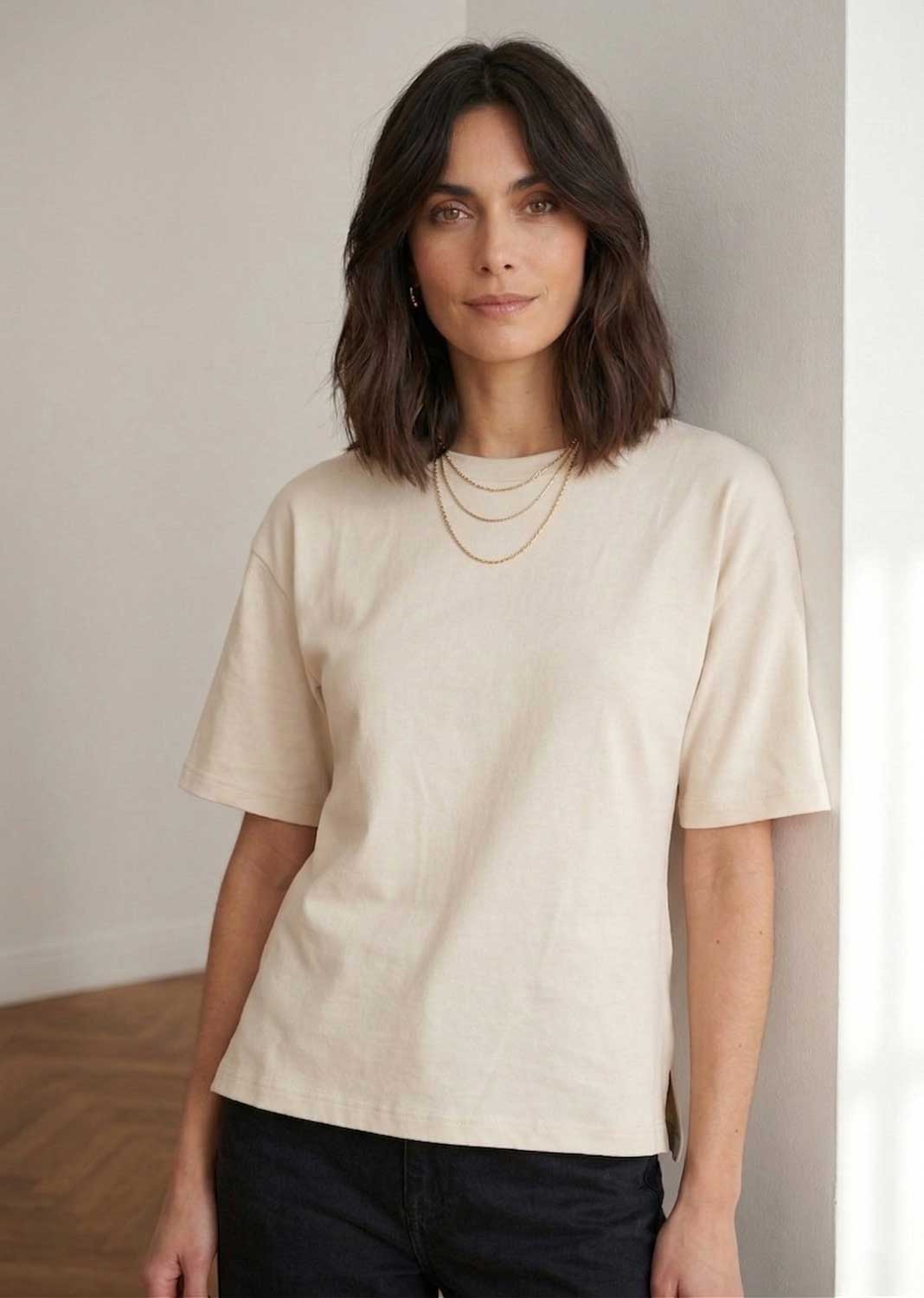 Annie Cream Structured T-shirt