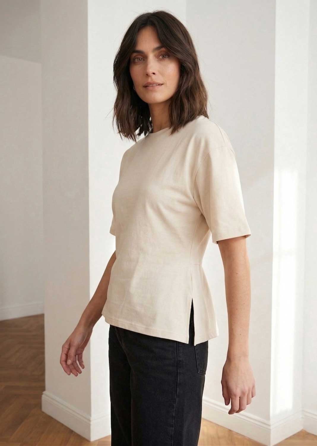 Annie Cream Structured T-shirt