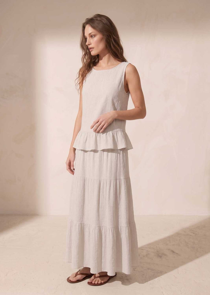 Arden Cream Tiered Maxi Skirt