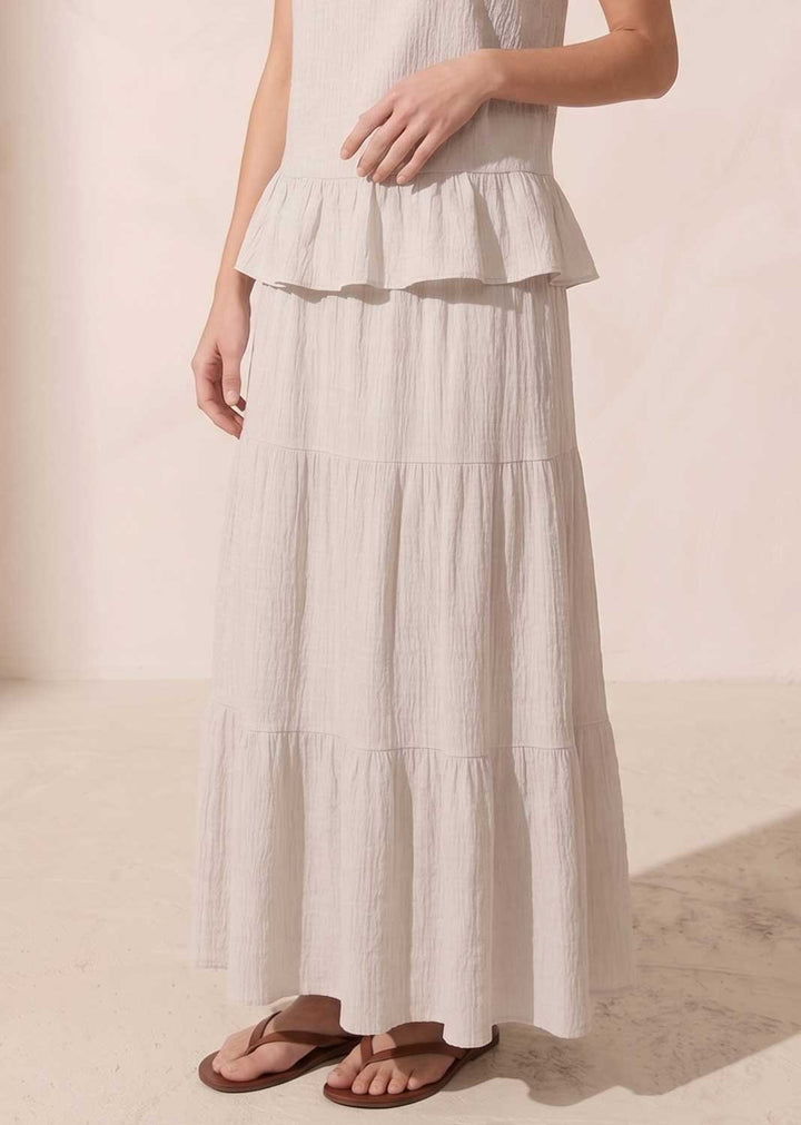 Arden Cream Tiered Maxi Skirt