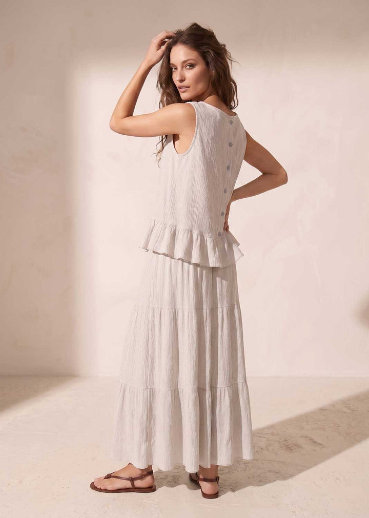 Arden Cream Tiered Maxi Skirt