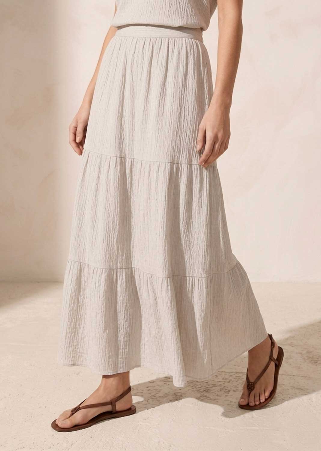 Arden Cream Tiered Maxi Skirt