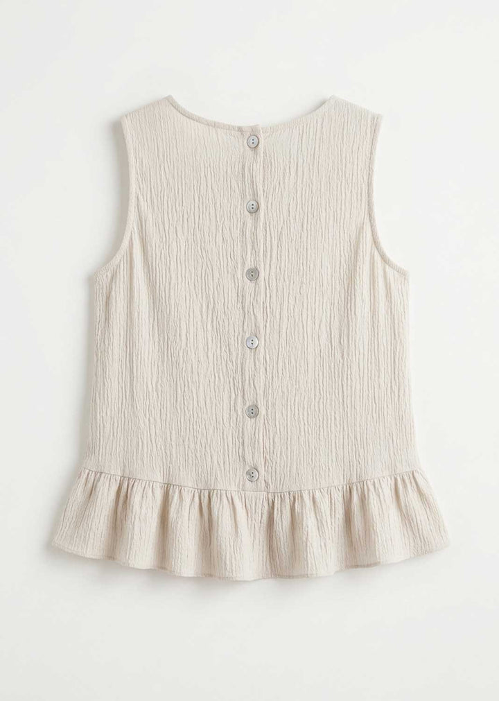 Arden Cream Button Back Swing Top
