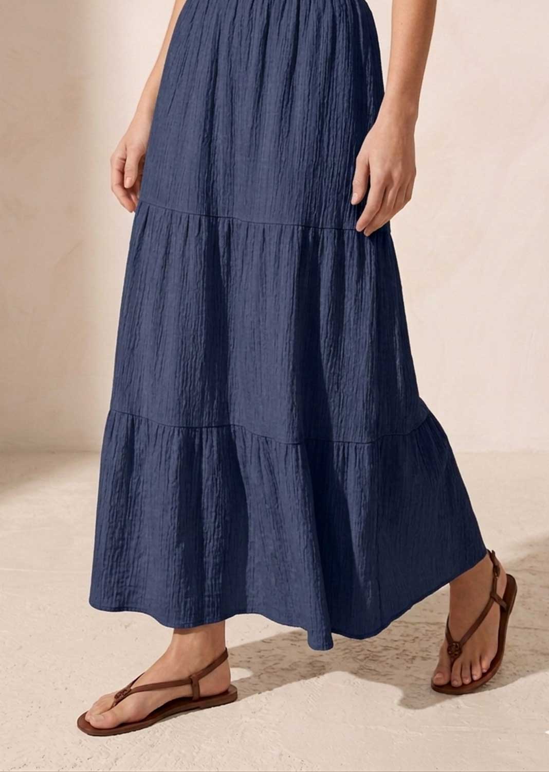 navy tiered maxi skirt 