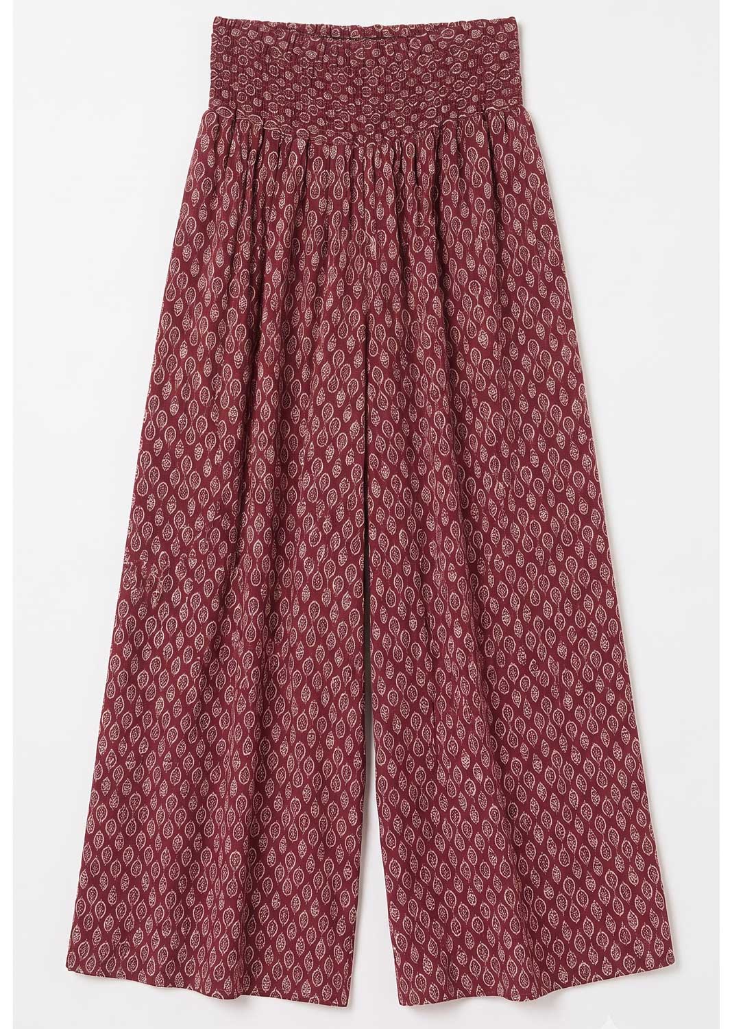 Arianne Burgundy Leaf Palazzo Pants