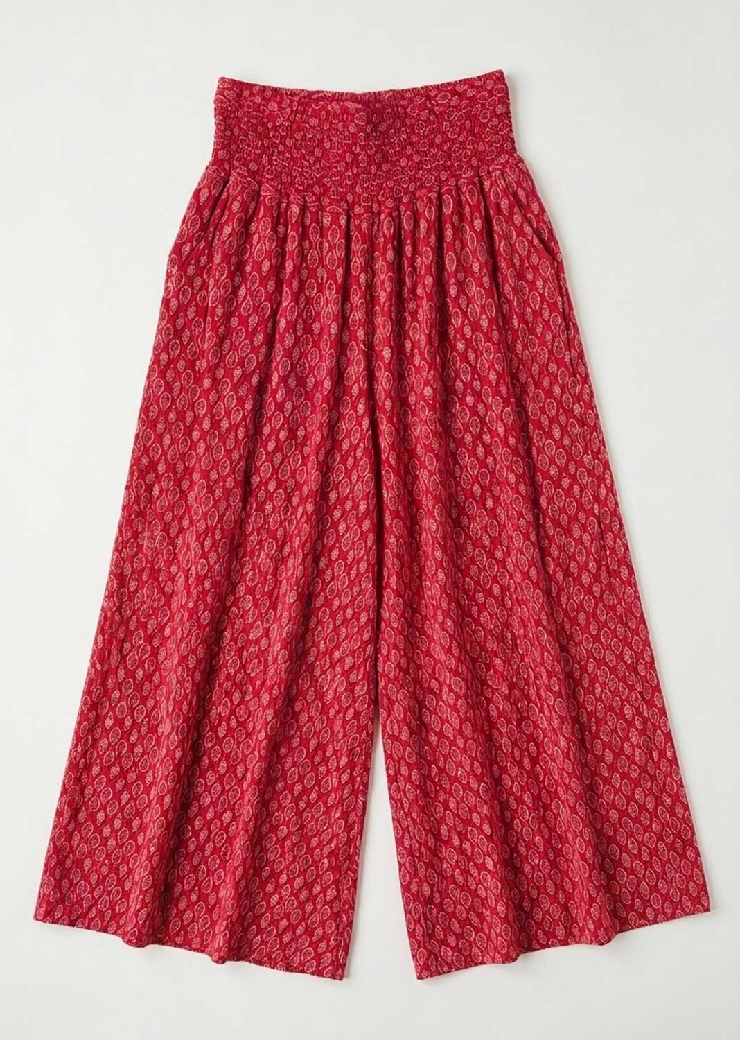 leaf print palazzo pants