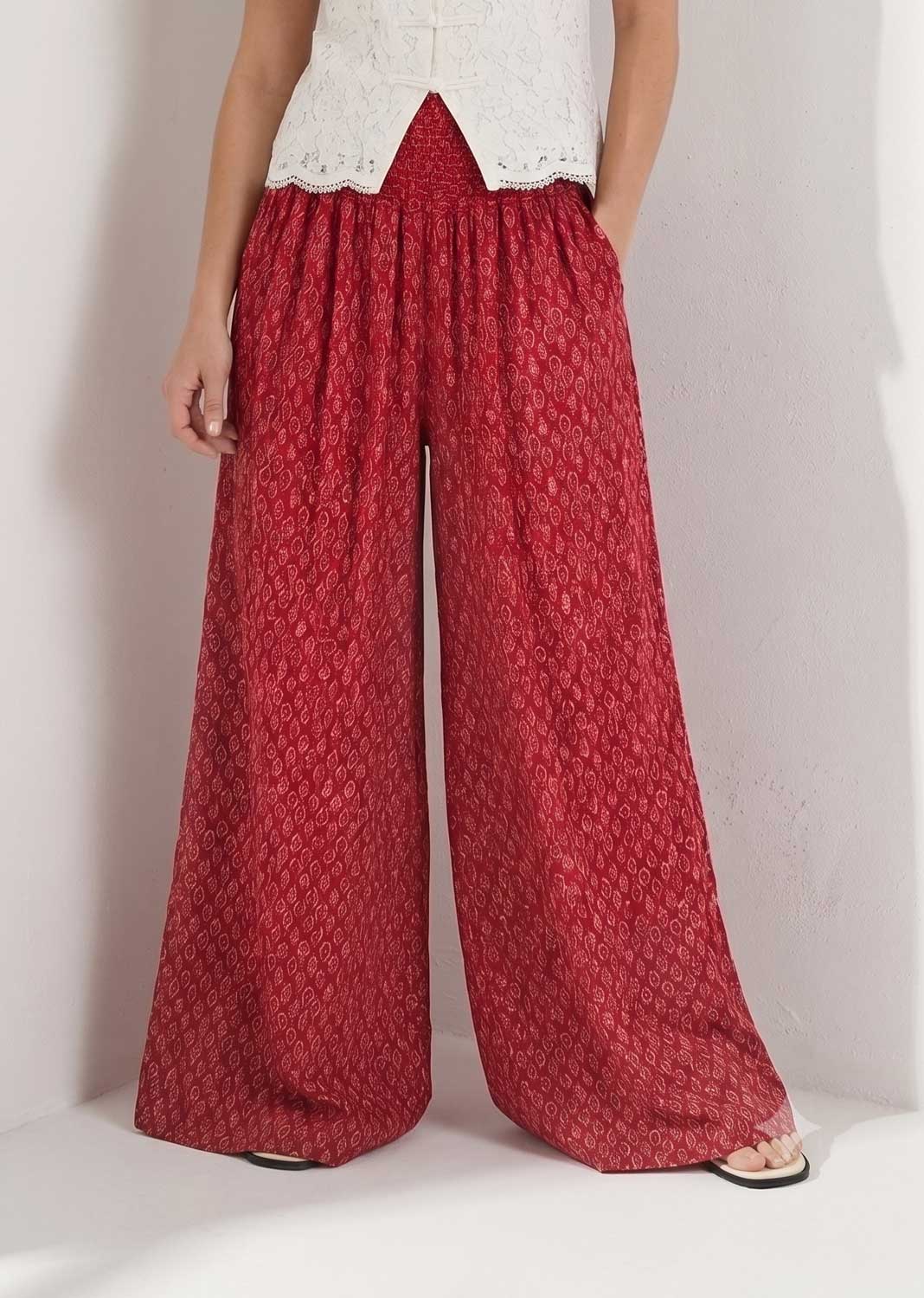 Arianne Red Leaf Palazzo Pants