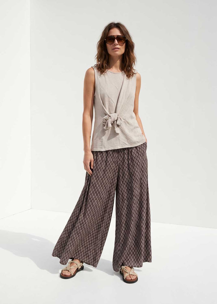 Arianne Brown Leaf Palazzo Pants