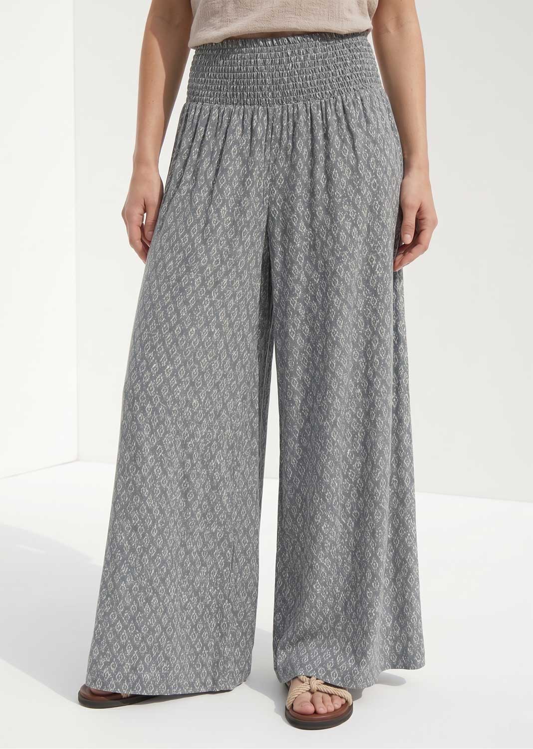 printed wide leg pants