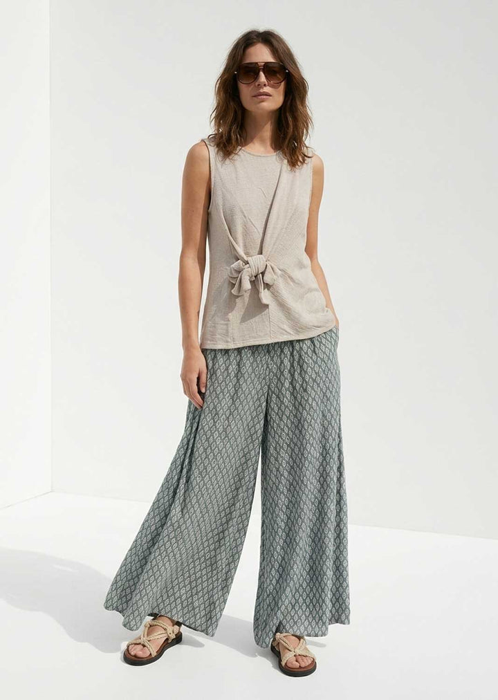 Arianne Sage Green Leaf Palazzo Pants