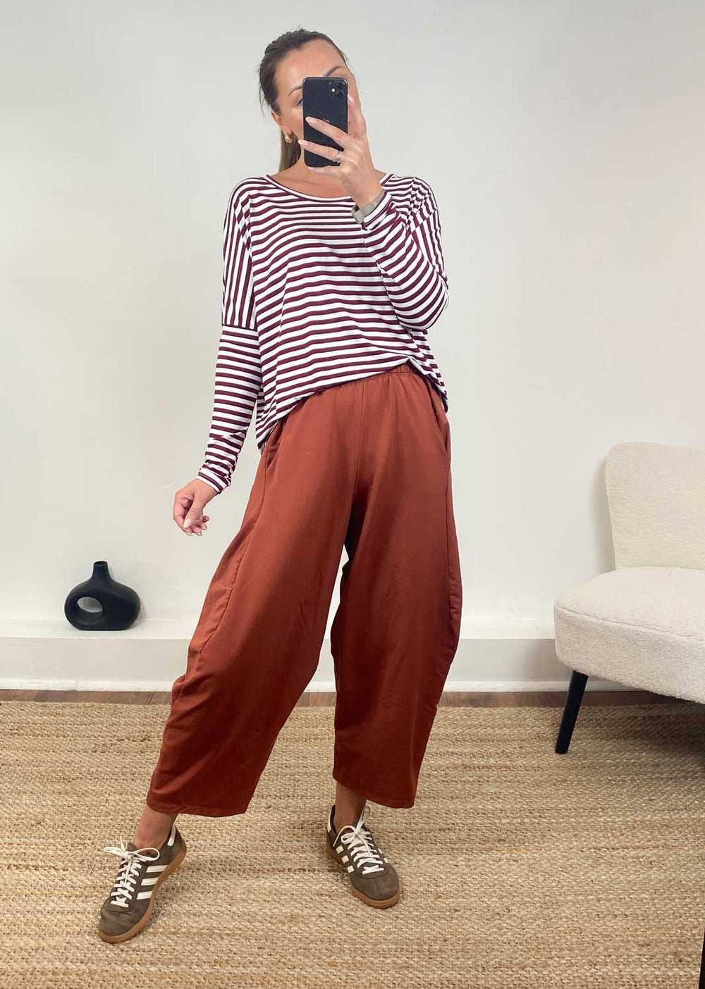 Breton Stripe top in burgundy – Bond Fashion UK