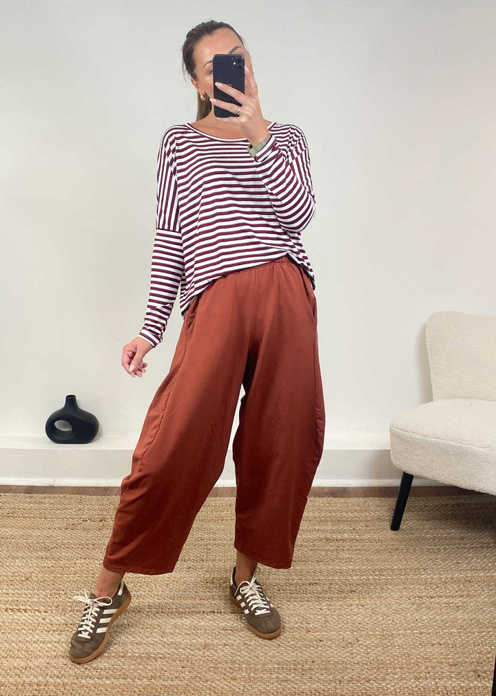 Breton Stripe top in burgundy – Bond Fashion UK