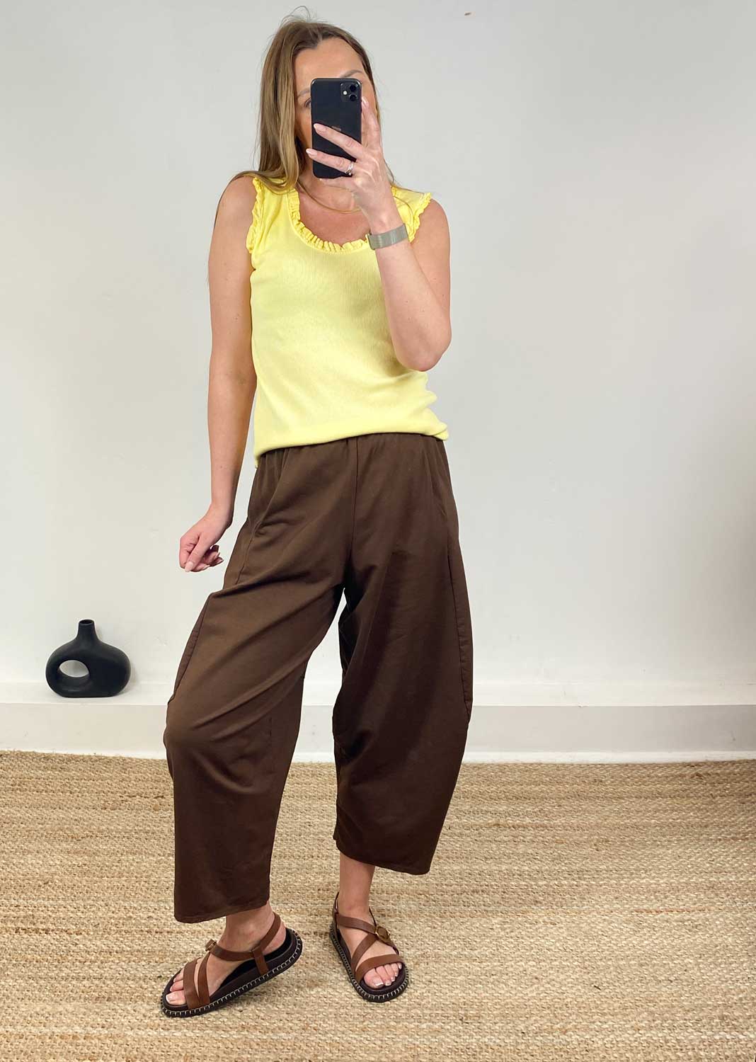 Aspen Jersey Barrel Pants Brown
