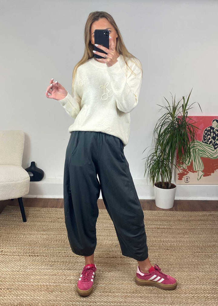 Aspen Jersey Barrel Pants Dark Grey