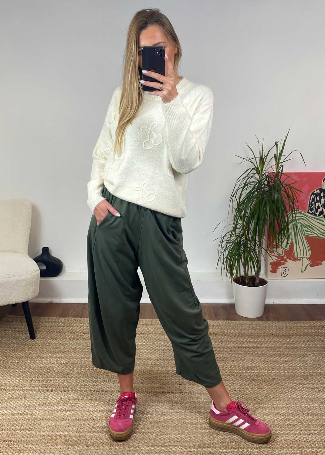 Aspen Jersey Barrel  Pants in Khaki