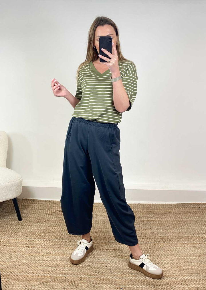 Aspen Jersey Barrel Pants Navy