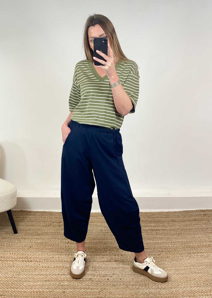 Aspen Jersey Barrel Pants Navy