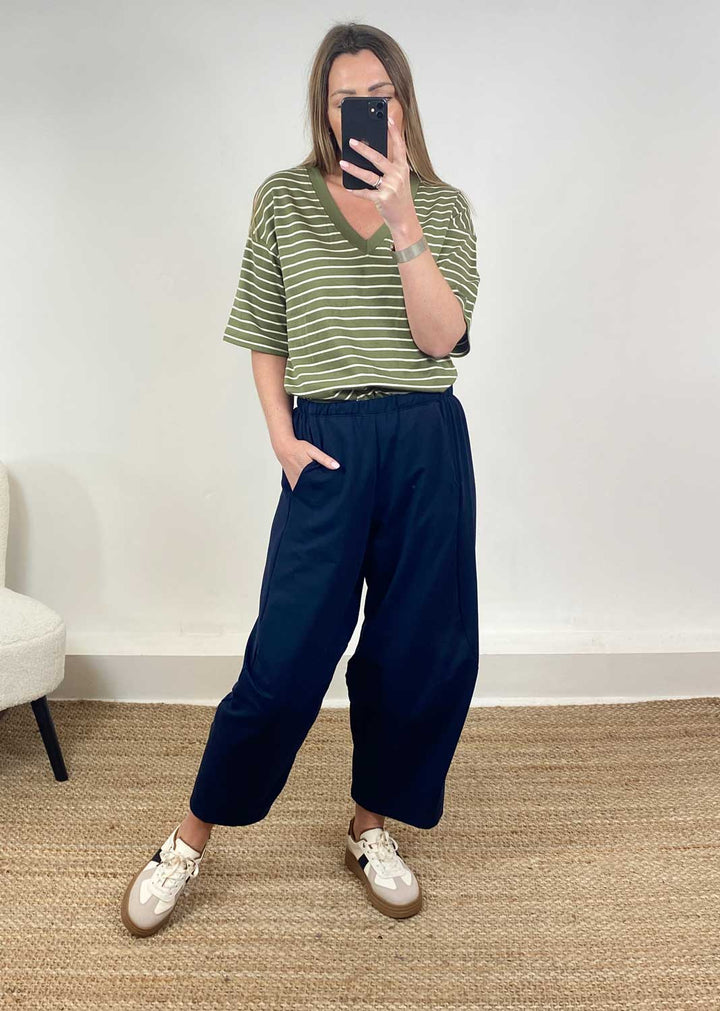 Aspen Jersey Barrel Pants Navy