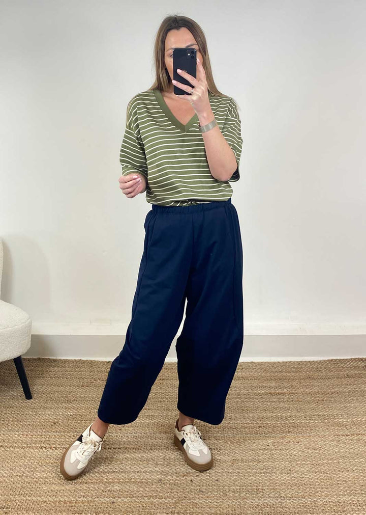 Aspen Jersey Barrel Pants Navy