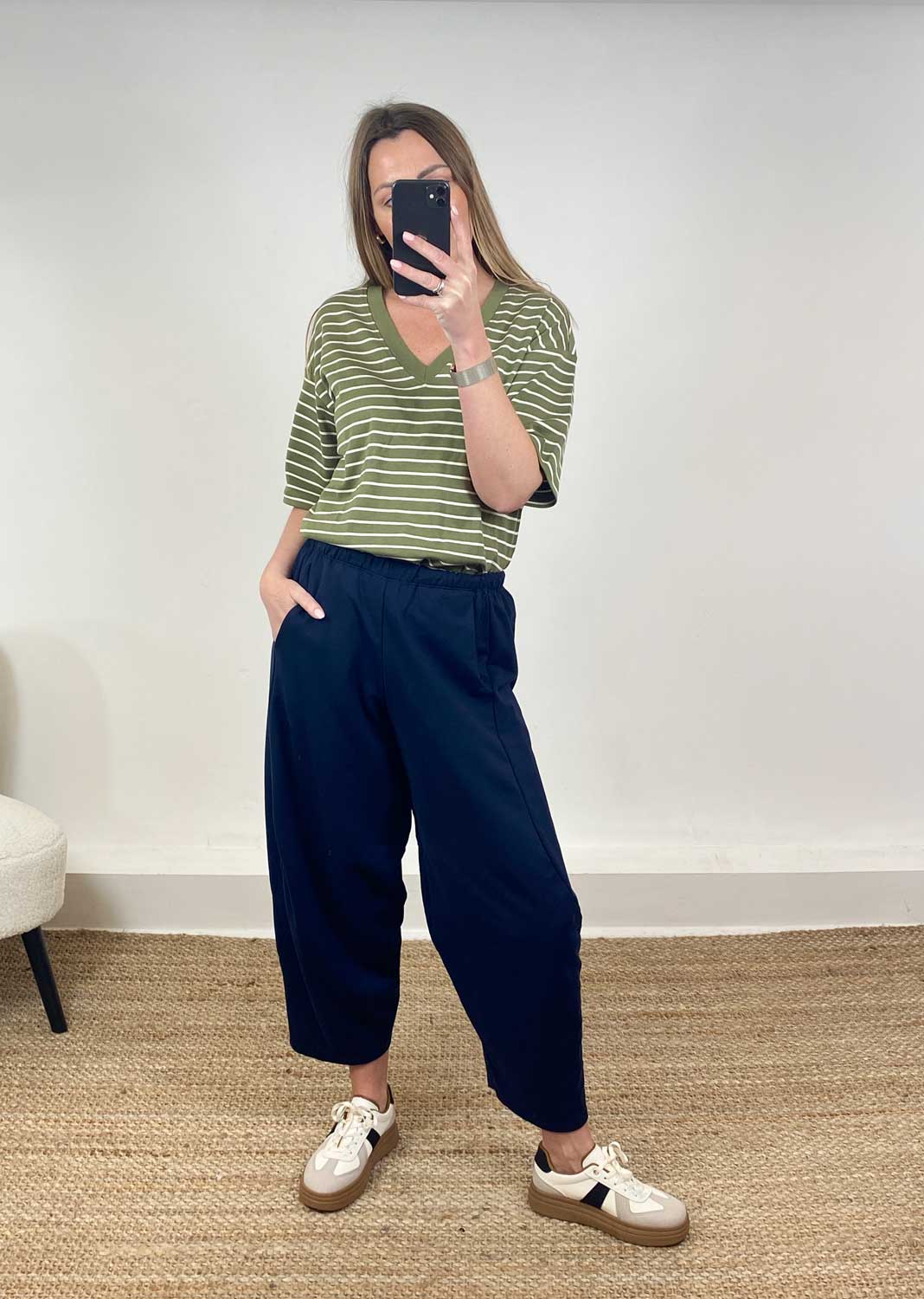 Aspen Jersey Barrel Pants Navy