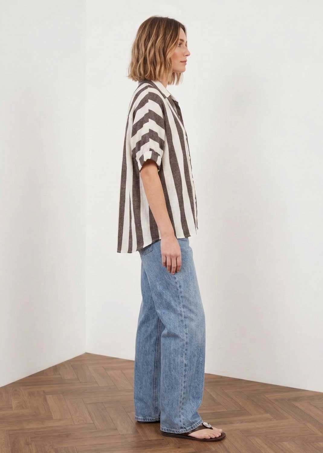 Athena Brown and Cream Stripe Shirt