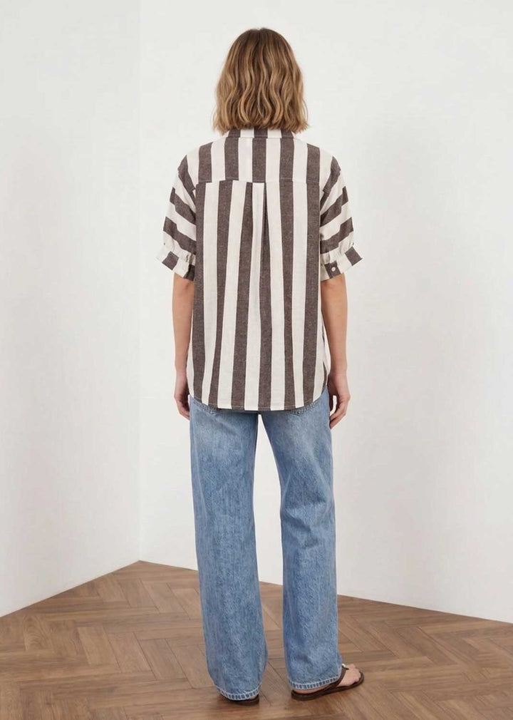 Athena Brown and Cream Stripe Shirt