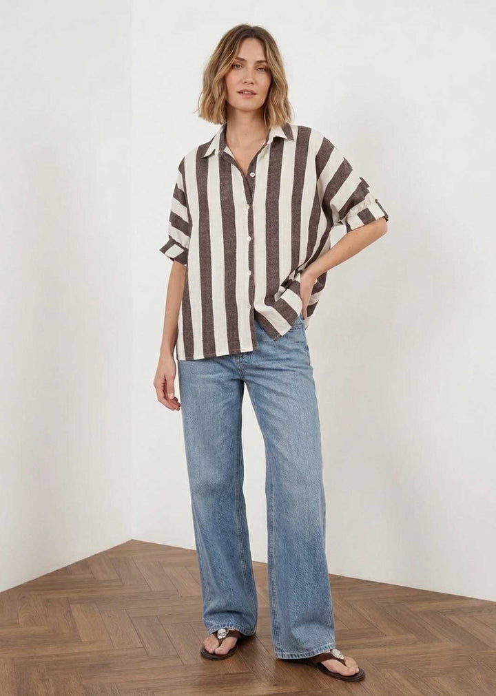 Athena Brown and Cream Stripe Shirt
