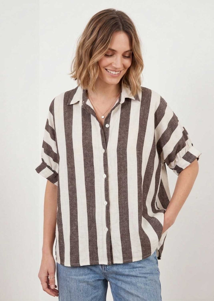 Athena Brown and Cream Stripe Shirt