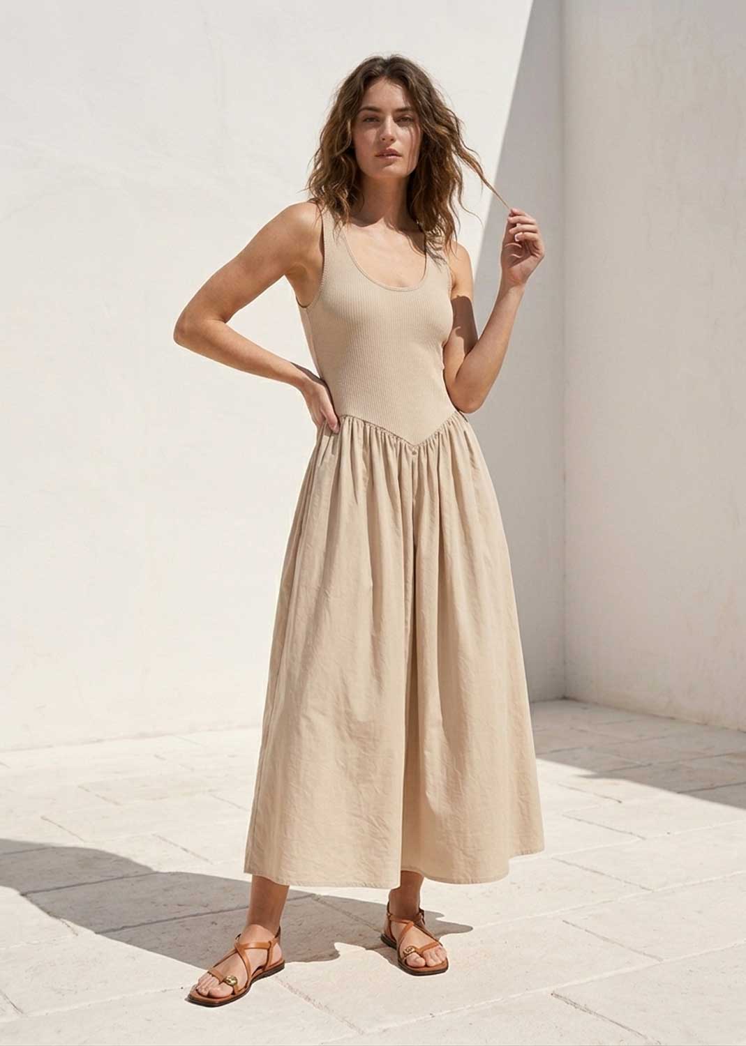 beige full skirt ballet dress