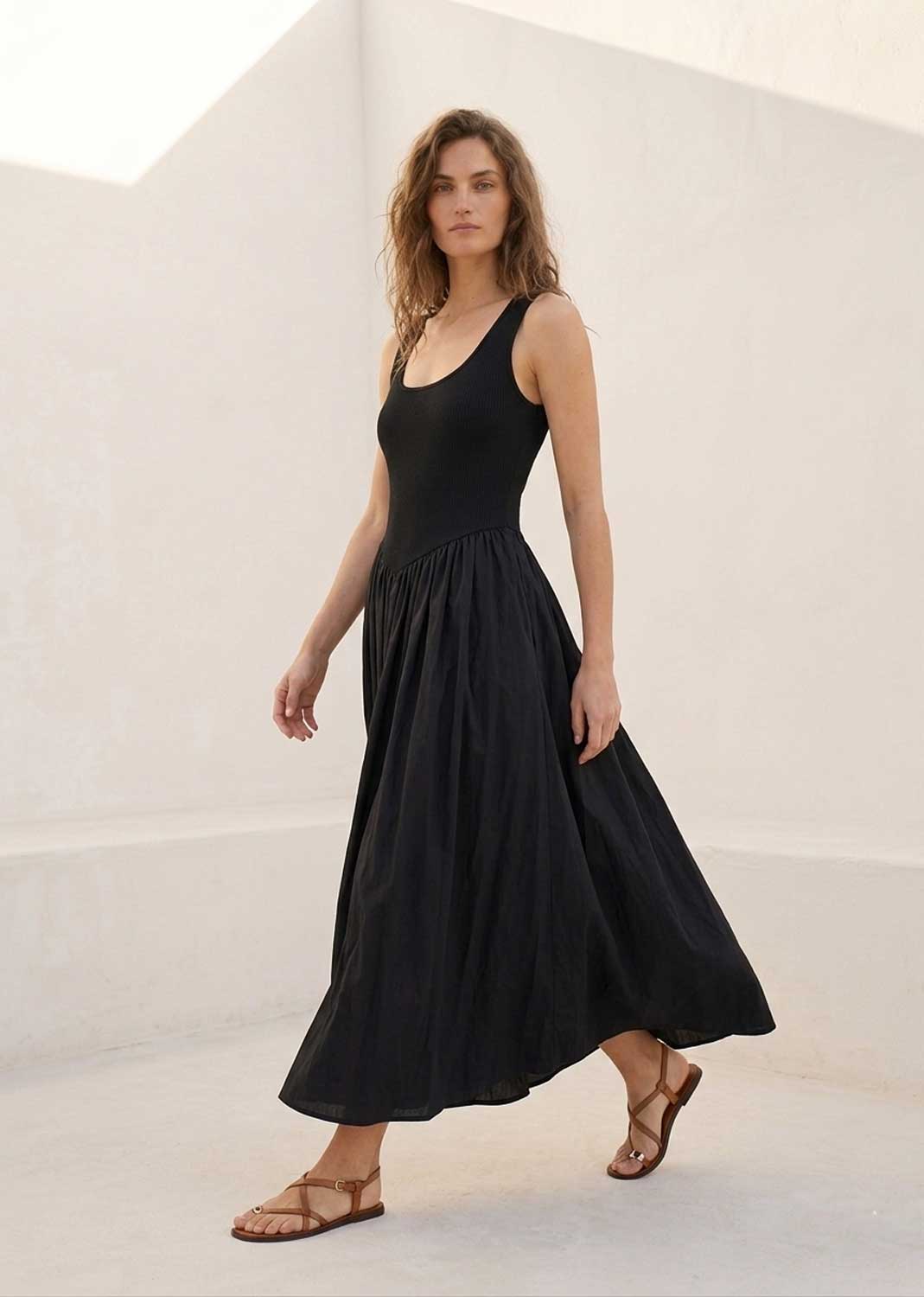 Audrey Black Drop Waist Maxi Dress