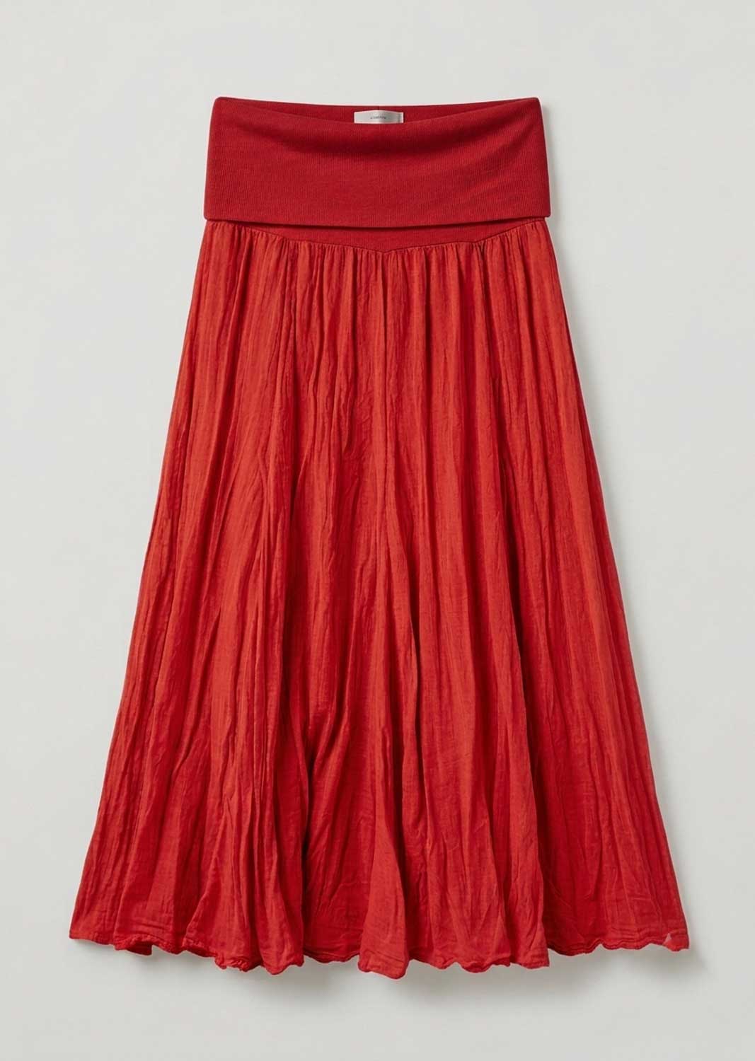 Aura Red Foldover Maxi Skirt