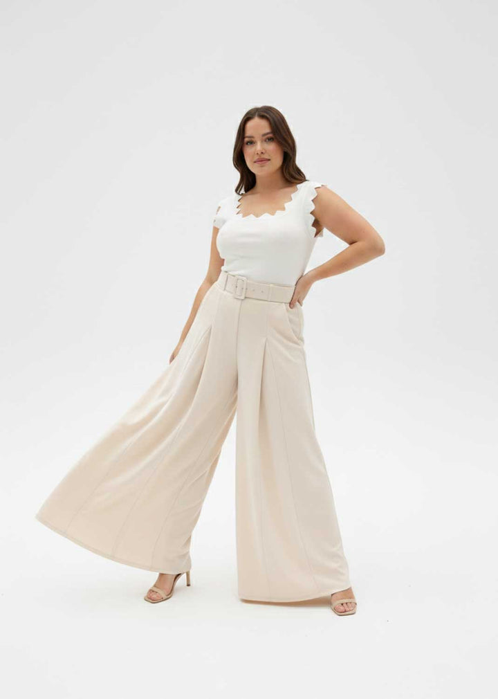 Aurelia Wide Leg Palazzo Pants Cream