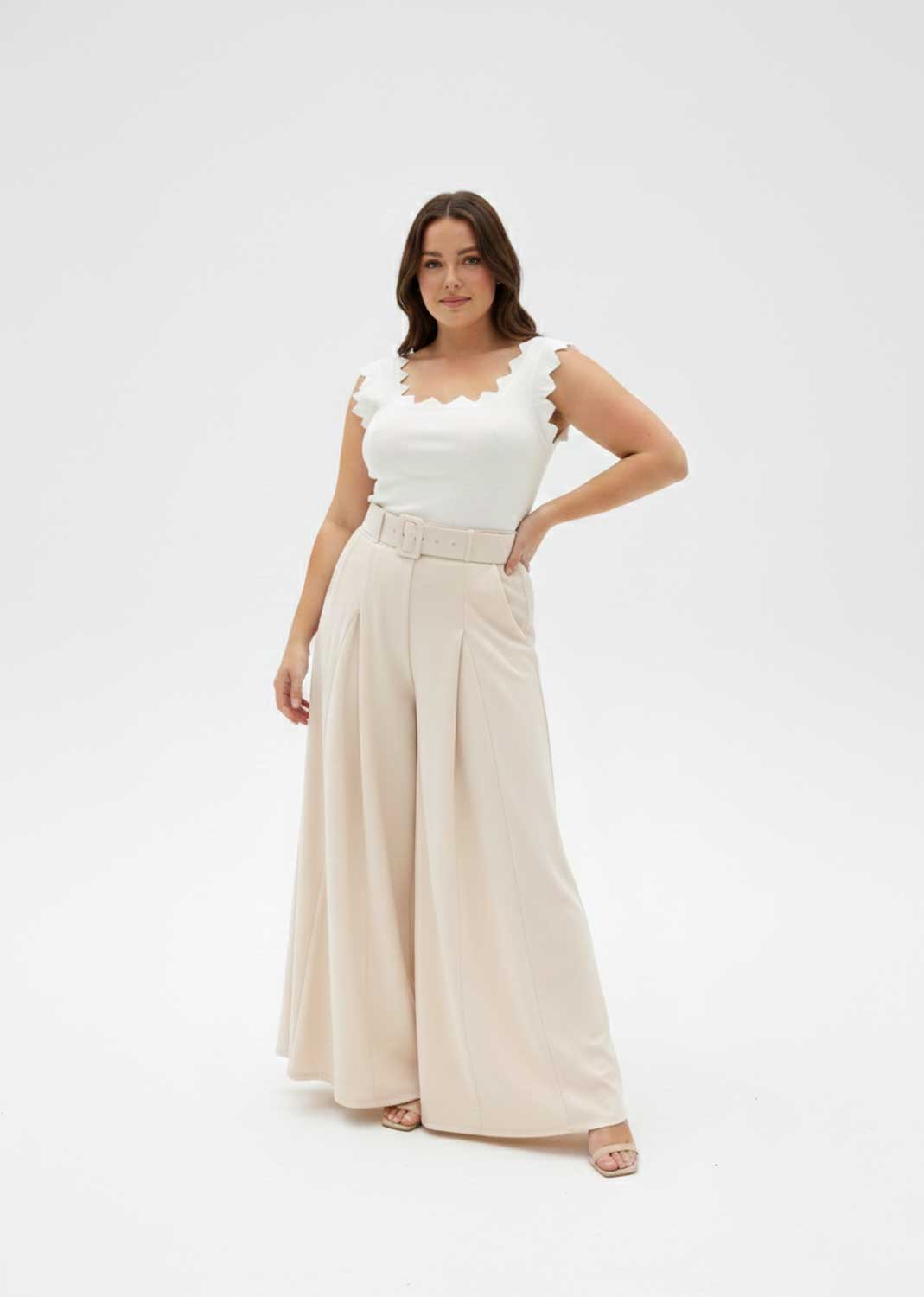 Aurelia Wide Leg Palazzo Pants Cream
