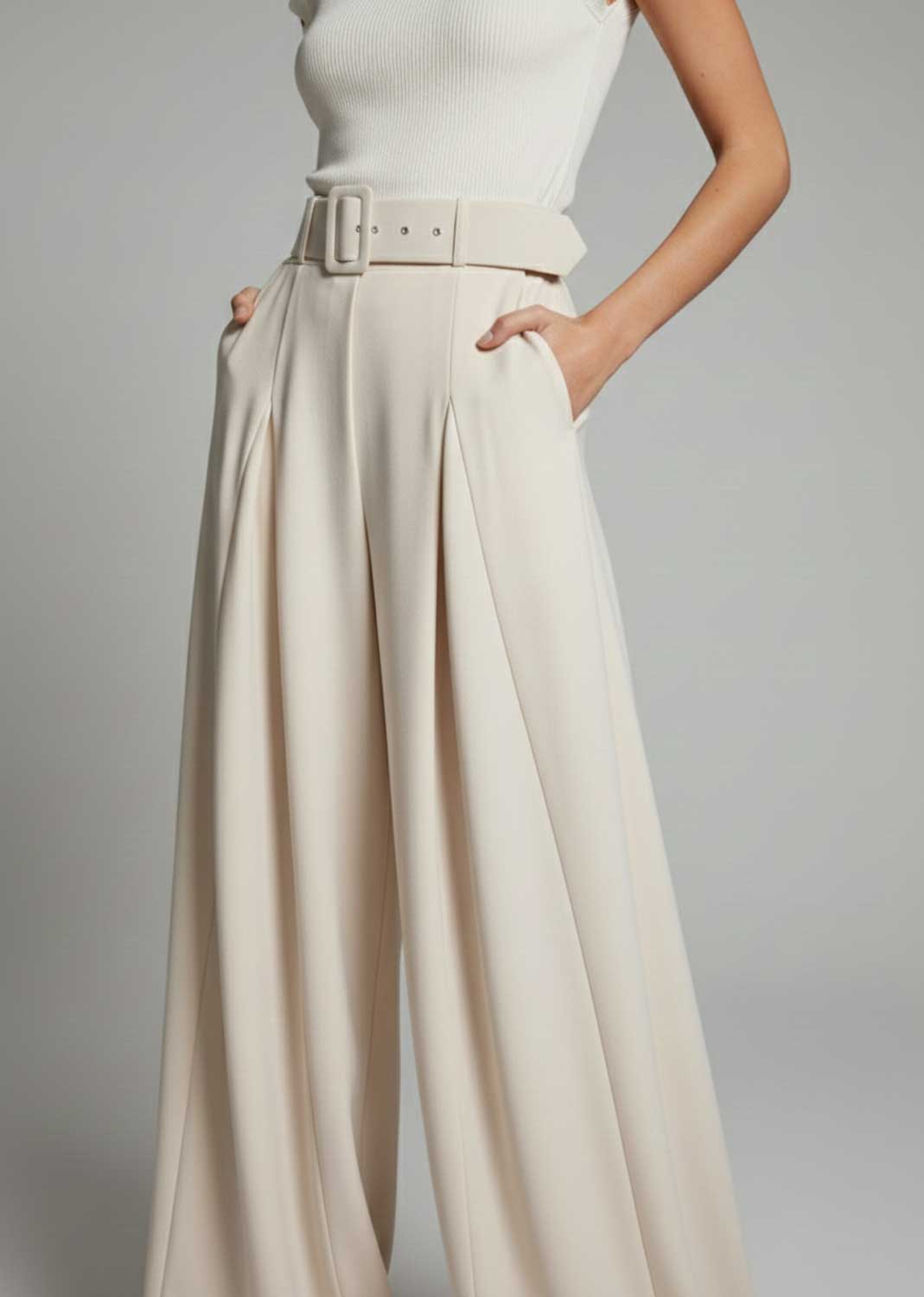 Aurelia Wide Leg Palazzo Pants Cream
