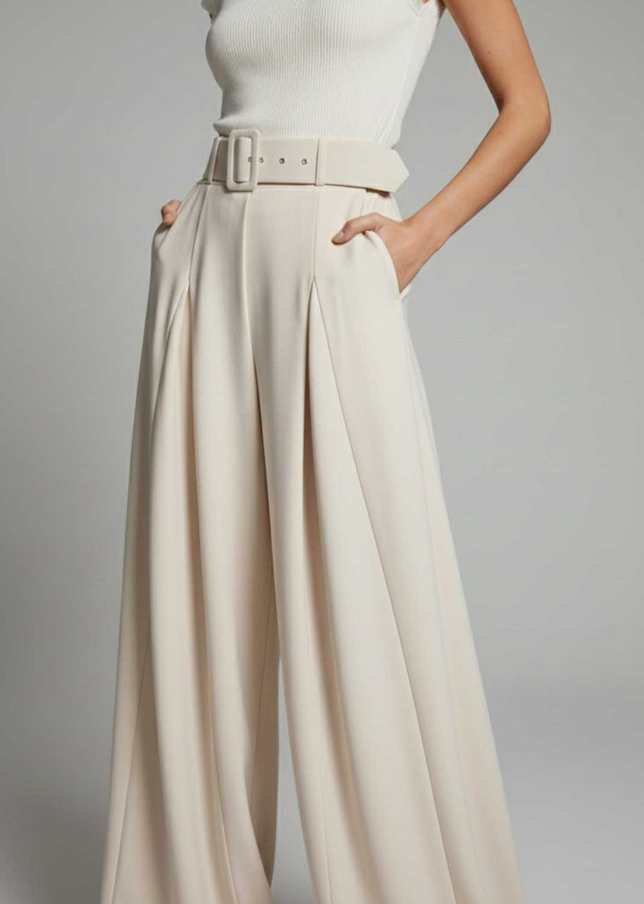 Aurelia Wide Leg Palazzo Pants Cream