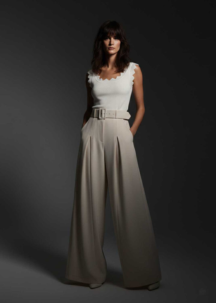 Aurelia Wide Leg Palazzo Pants Cream
