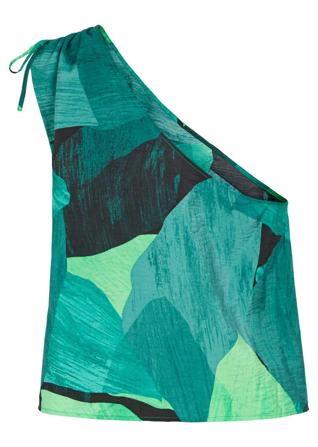 Aurora Printed One Shoulder Top  Green